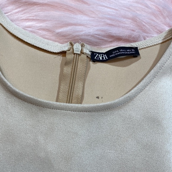 Zara Beige Suede Crop Shell Tank sz L - Picture 6 of 11